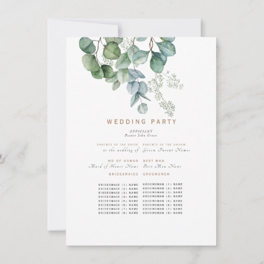 Cascading Sunflower Greenery Wedding Programme (Achterkant)