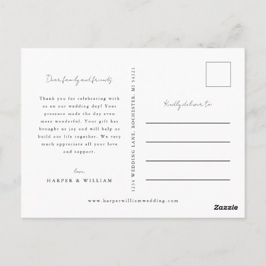 Cascading tulpen trouwfoto dank je briefkaart (Achterkant)