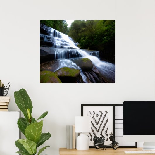 Cascading Waterfall Photo Poster (Thuiskantoor)