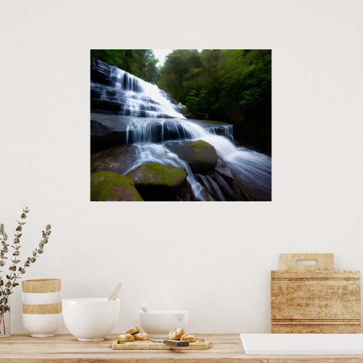 Cascading Waterfall Photo Poster (Keuken)