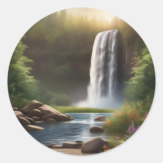 Cascading Waters Een serene ontsnapping Ronde Sticker (Voorkant)
