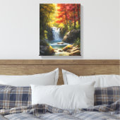 Cascading Waterval in levendige herfstbos Canvas Afdruk (Insitu (Slaapkamer))