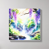 Cascading waterval onder Amethist bloeit Canvas Afdruk (Voorkant)