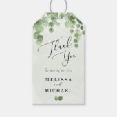 Cascading Waterverf Eucalyptus Weddenschap Cadeaulabel (Voorkant)