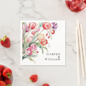 Cascading waterverf lente tulpen bruiloft servet (Insitu)