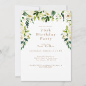 Cascading White Floral 75th Birthday Party Kaart (Voorkant)