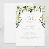 Cascading White Floral 75th Birthday Party Kaart (Voorkant / Achterkant)