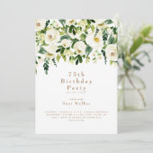 Cascading White Floral 75th Birthday Party Kaart (Staand voorkant)