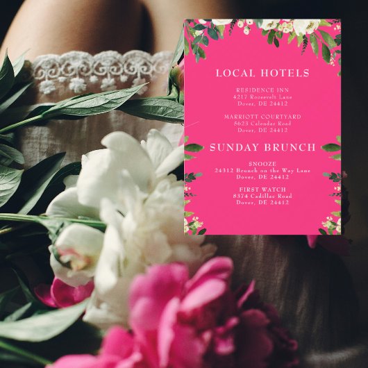 Cascading White Floral Hot Pink Insert Kaart