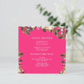 Cascading White Floral Hot Pink Square Insert Kaart (Staand voorkant)
