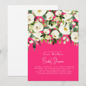 Cascading White Floral Hot Pink Vrijgezellenfeest Kaart (Voorkant / Achterkant)