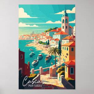 Cascais Portugal Art vintage reisillustratie Poster