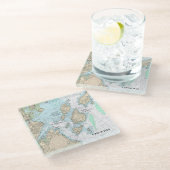 ⚓️ Casco Bay Authentieke Nautische Grafiek Glazen Onderzetter (Schuin)