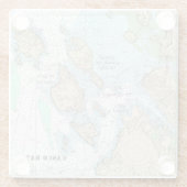 ⚓️ Casco Bay Authentieke Nautische Grafiek Glazen Onderzetter (Achterkant)