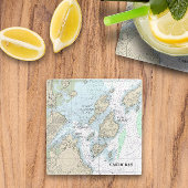 ⚓️ Casco Bay Authentieke Nautische Grafiek Glazen Onderzetter