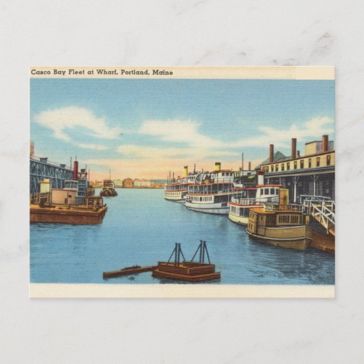 Casco Bay Fleet, Wharf, Portland, Maine Briefkaart (Voorkant)