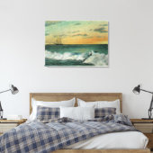 Casco Bay, MaineShip in de baai op zonsondergang Canvas Afdruk (Insitu (Slaapkamer))