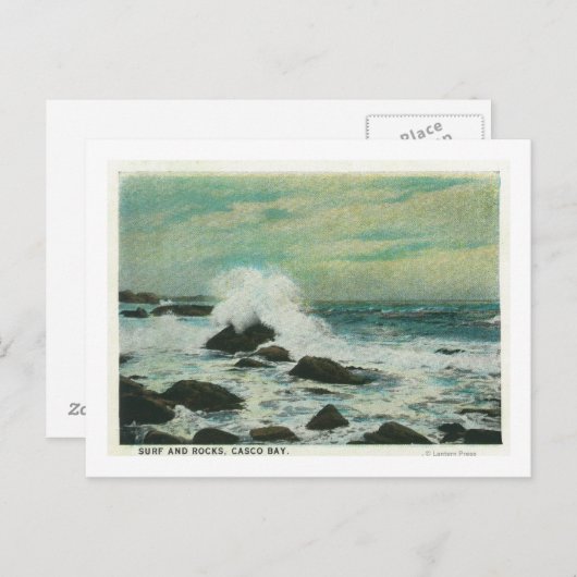 Casco Bay, MaineSurf en Beach Rocks Briefkaart (Voorkant / Achterkant)