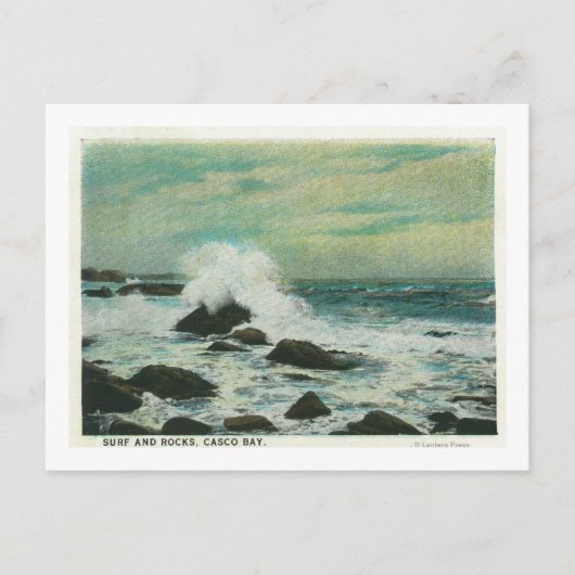 Casco Bay, MaineSurf en Beach Rocks Briefkaart (Voorkant)