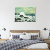 Casco Bay, MaineSurf en Beach Rocks Canvas Afdruk (Insitu (Slaapkamer))