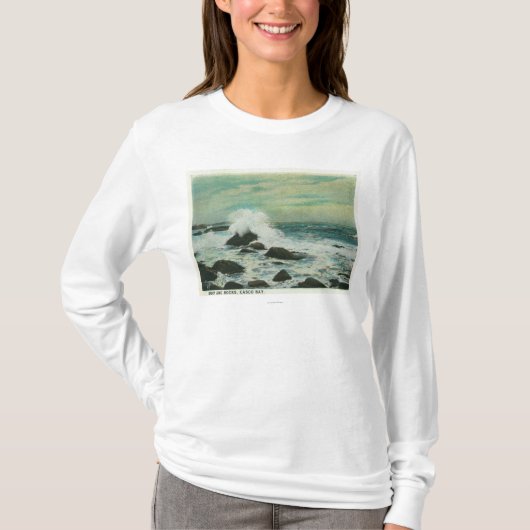 Casco Bay, MaineSurf en Beach Rocks T-shirt (Voorkant)