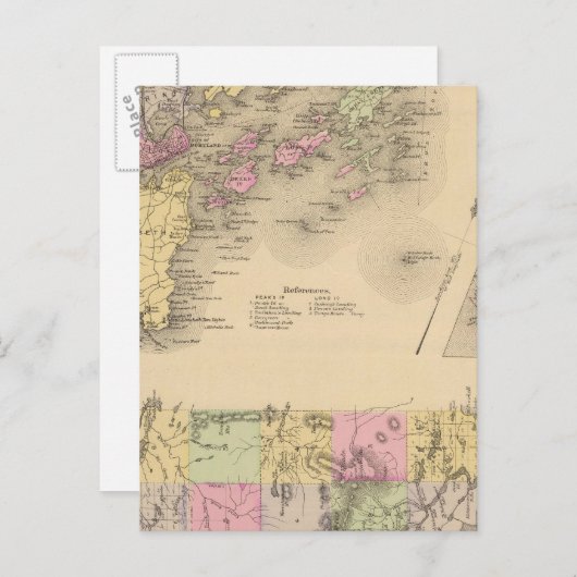 Casco Bay Map Briefkaart (Voorkant / Achterkant)