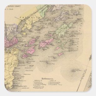 Casco Bay Map Vierkante Sticker