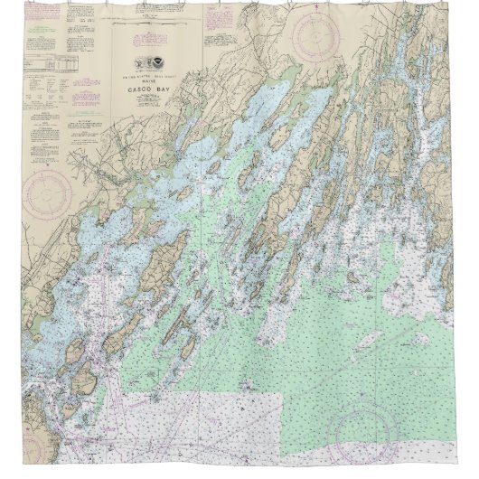 Casco Bay nautische kaart 13290 Douchegordijn (Voorkant)