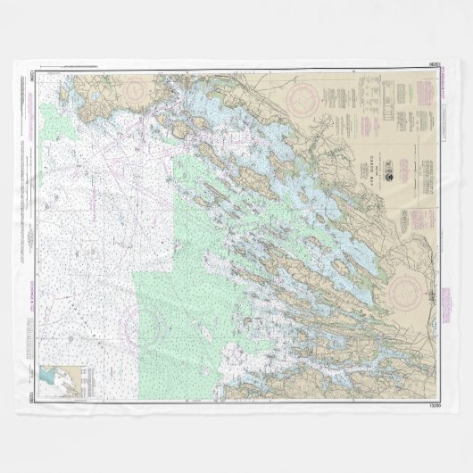 Casco Bay nautische kaart 13290 Fleece Deken (Voorkant (Horizontaal))