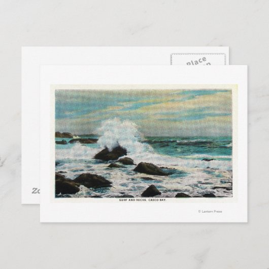 Casco Bay Uitzicht van het Surf en Rocks Briefkaart (Voorkant / Achterkant)
