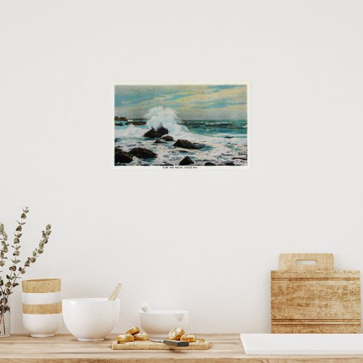 Casco Bay Uitzicht van het Surf en Rocks Poster (Keuken)