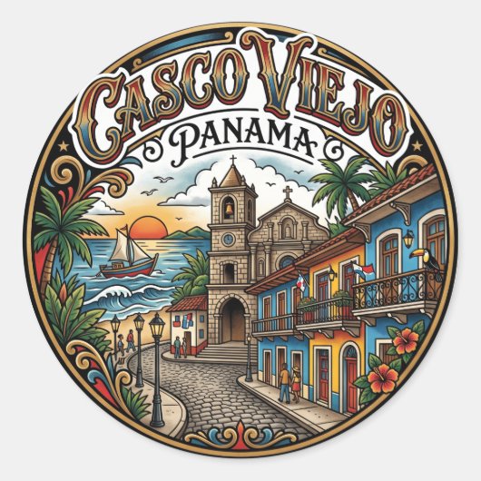 Casco Viejo Panama Ronde Sticker (Voorkant)