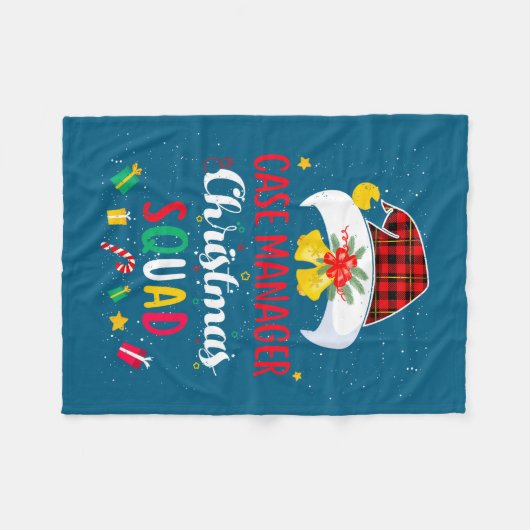 Case Manager Christmas Squad Santa Hat Matching Pr Fleece Deken (Voorkant (Horizontaal))