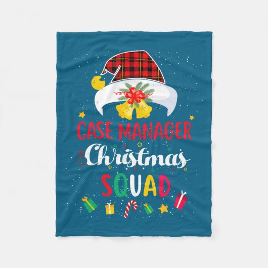 Case Manager Christmas Squad Santa Hat Matching Pr Fleece Deken (Voorkant)