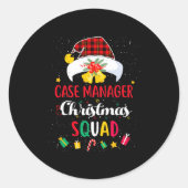 Case Manager Christmas Squad Santa Hat Matching Pr Ronde Sticker (Voorkant)