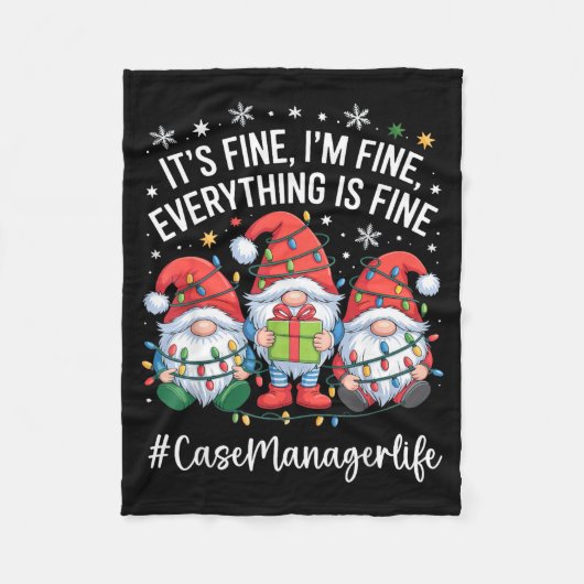 Case Manager Gnome Everything Is Fine Funny Christ Fleece Deken (Voorkant)