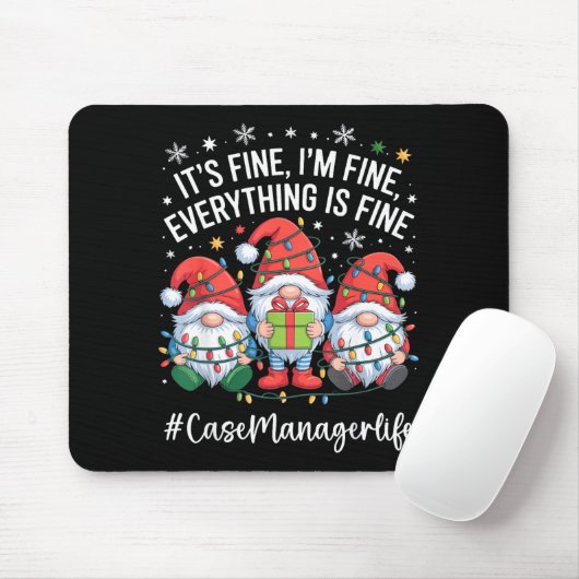 Case Manager Gnome Everything Is Fine Funny Christ Muismat (Met muis)