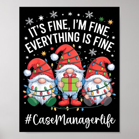 Case Manager Gnome Everything Is Fine Funny Christ Poster (Voorkant)