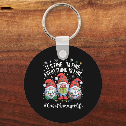 Case Manager Gnome Everything Is Fine Funny Christ Sleutelhanger (Voorkant)
