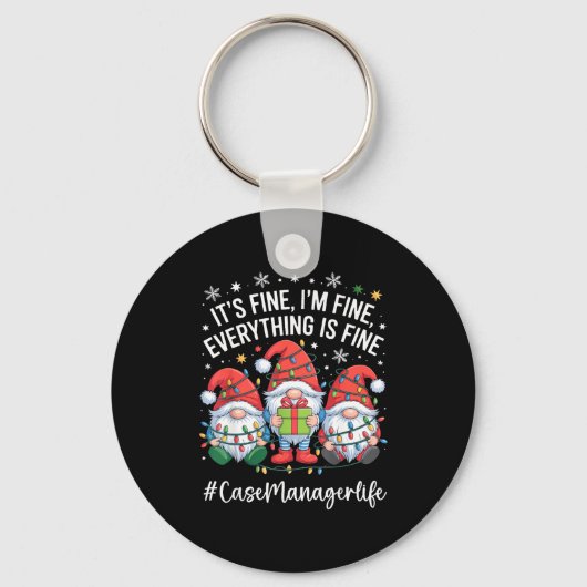 Case Manager Kabouter Alles Is Goed Grappige Kerst Sleutelhanger (Voorkant)