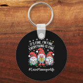 Case Manager Kabouter Alles Is Goed Grappige Kerst Sleutelhanger (Voorkant)