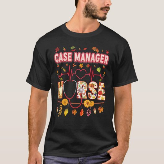Case Manager Nurse Thankful Thanksgiving Heartbeat T-shirt (Voorkant)