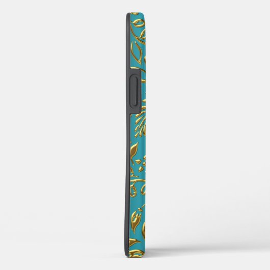 Case-Mate Teal Goud Damast iPhone Case (Achterkant / Rechts)