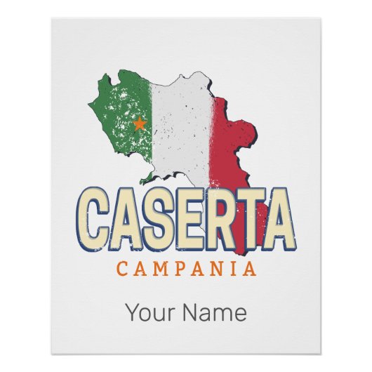 Caserta Italië Retro Campania Kaart Souvenir Perfect Poster (Voorkant)