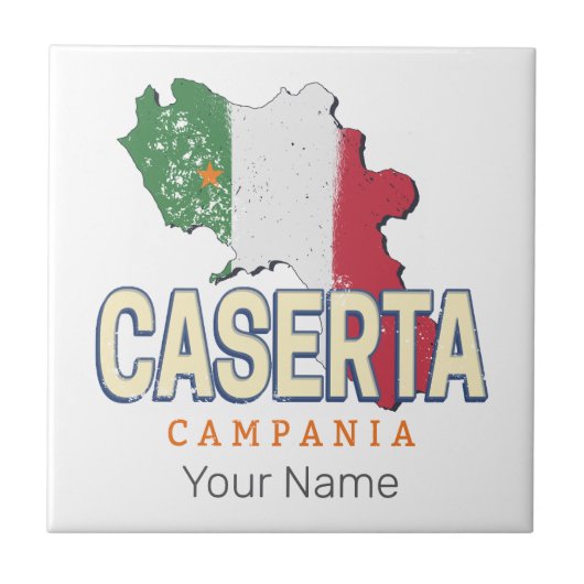 Caserta Italië Retro Campania Kaart  Souvenir Tegeltje (Voorkant)