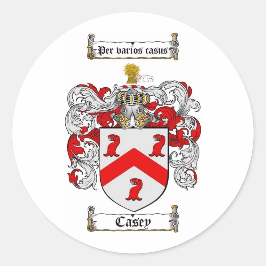 CASEY FAMILY CREST - CASEY WAPEN RONDE STICKER (Voorkant)