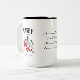 Casey Family Crest, Vertaling & Betekenis Tweekleurige Koffiemok