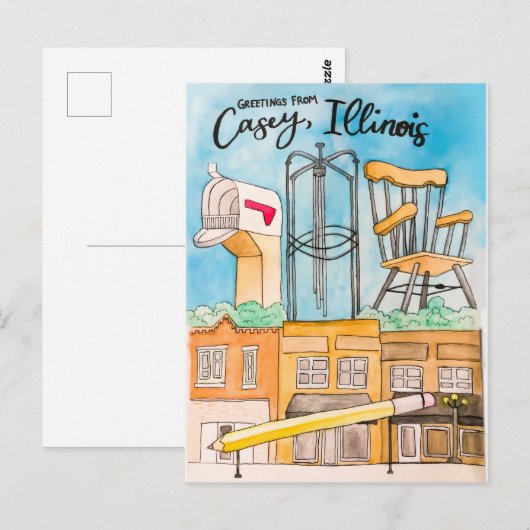 Casey, IL Briefkaart (Voorkant / Achterkant)