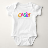 Casey naam betekent meisjes bubble letters kleding romper (Voorkant)
