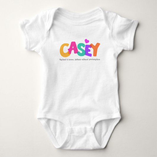 Casey naam betekent meisjes bubble letters kleding romper (Voorkant)